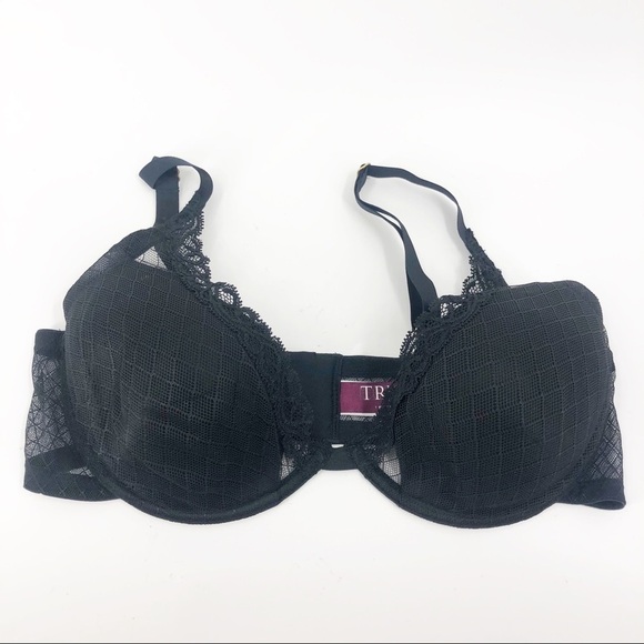 ✅TRUE & CO BLACK LACE BRA 36D - Picture 1 of 4